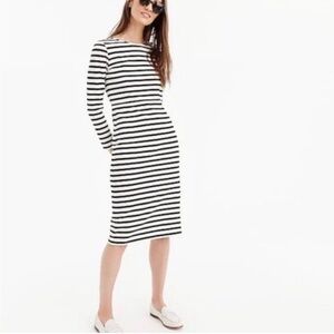 J Crew Striped Midi Sheath Shirt Dress Black and White Striped SZ 16
